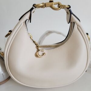 Coach Jonie Caulk White Mini Crescent Leather Shoulder bag half moon shape